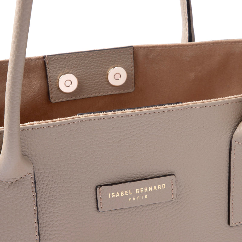 Isabel Bernard Honoré Elin Taupe calfskin leather shoulder bag IB25111-078-zoom-