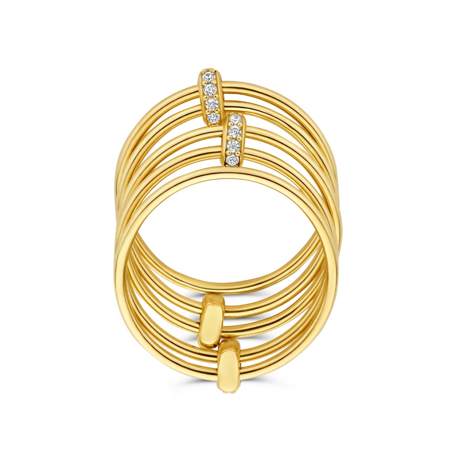 Isabel Bernard Cour d'Honneur Adora 14 karat golden 5-piece multiring with zirkonia stones ib330106-56