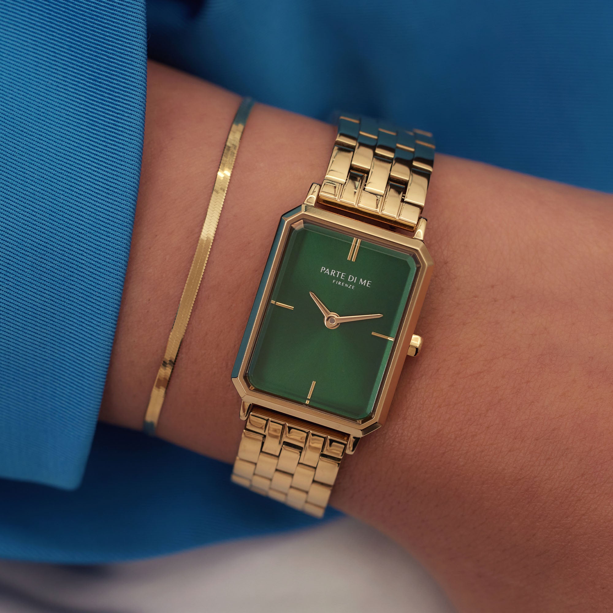 Parte Di Me Orologio Rechthoekig Women'sWatch Gold-coloured and Green PDM09002