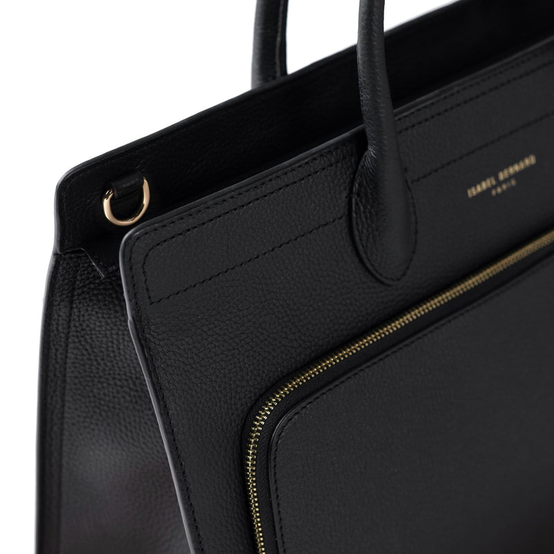 Isabel Bernard Honoré Nadine Black Leather Handbag made of Calfskin IB25032-zoom-