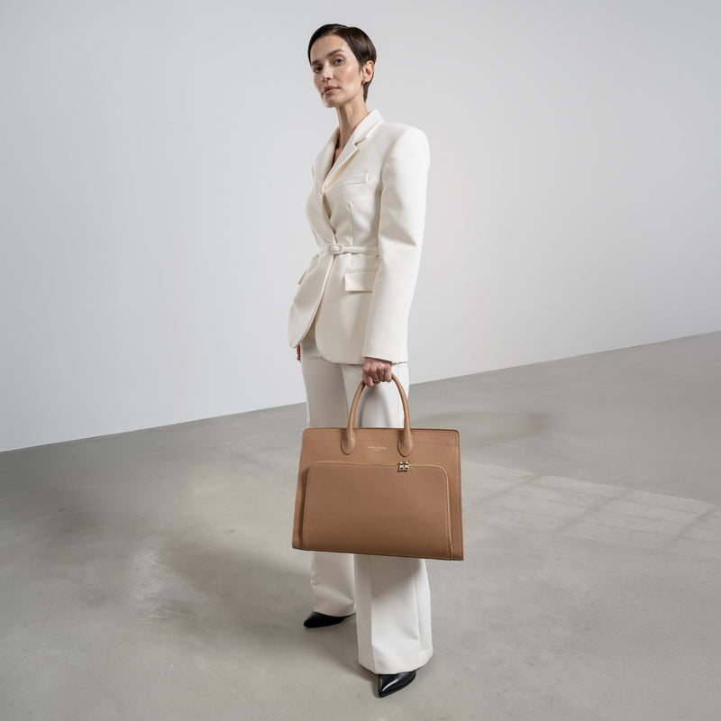Isabel Bernard Honoré Nadine Camel Calfskin Handbag IB25053-zoom-