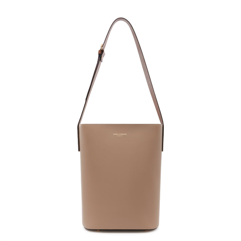 Isabel Bernard Honoré Lora Taupe Calfskin Leather Shoulder Bag IB25085-378-zoom-
