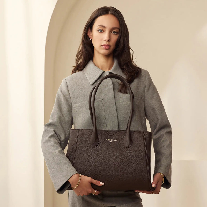 Isabel Bernard Honoré Cloe brown calfskin leather handbag IB25091-zoom-