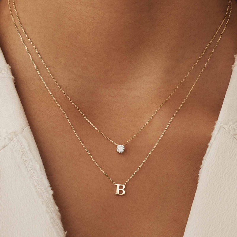 Isabel Bernard 14 Carat Golden Le Marais Chloé Necklace IB340134-A (Letter: A)-zoom-