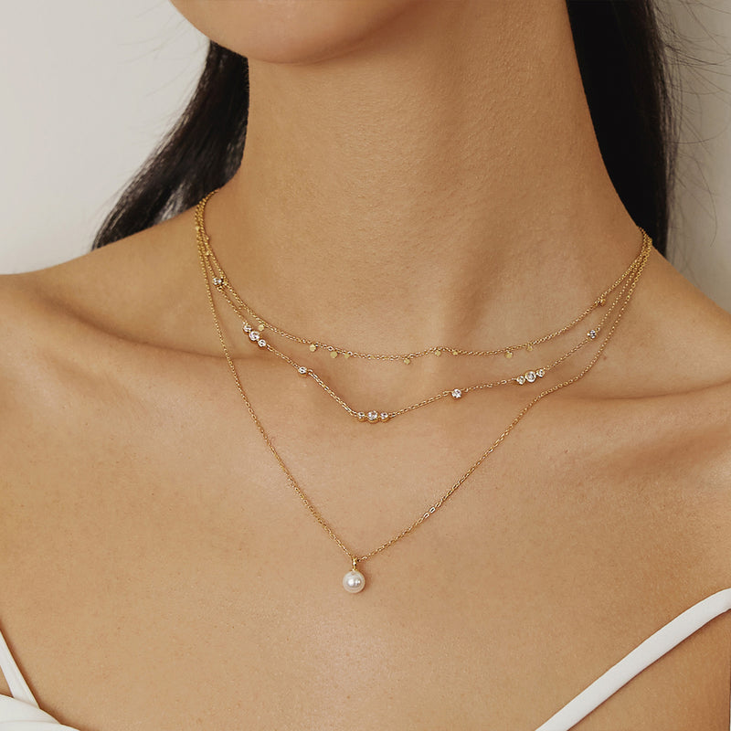 Ania Haie Miss Dainty Gold Coloured Zirconia Necklace AH-N065-04G-zoom-
