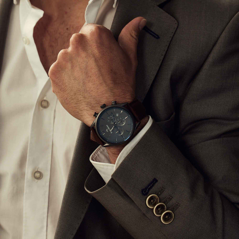 Mats Meier Grand Cornier Chrono Gunmetal/DonkerBrown Watch MM00104-zoom-