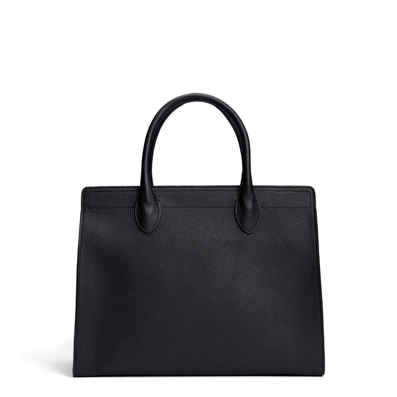 Isabel Bernard Honoré Nadine black calfskin leather handbag with 13 inch laptop compartment IB25110-001-13-zoom-