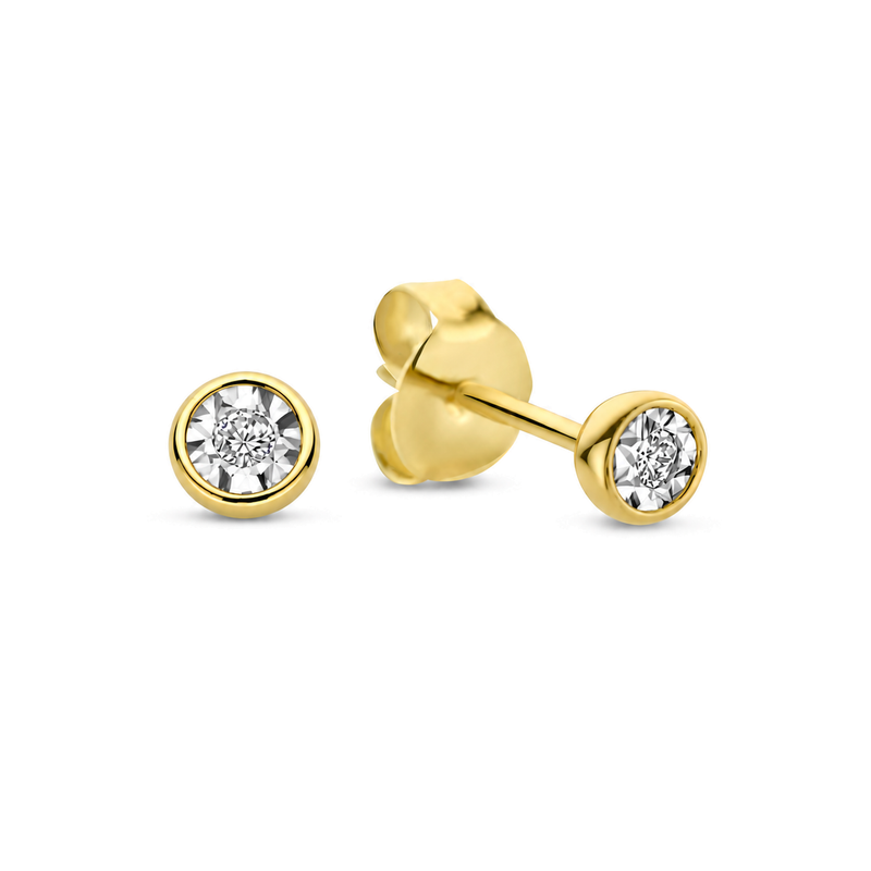 Isabel Bernard De La Paix Inaya 14 Carat Golden Ear Studs | diamond 0.04 ct | IBD360026-zoom-