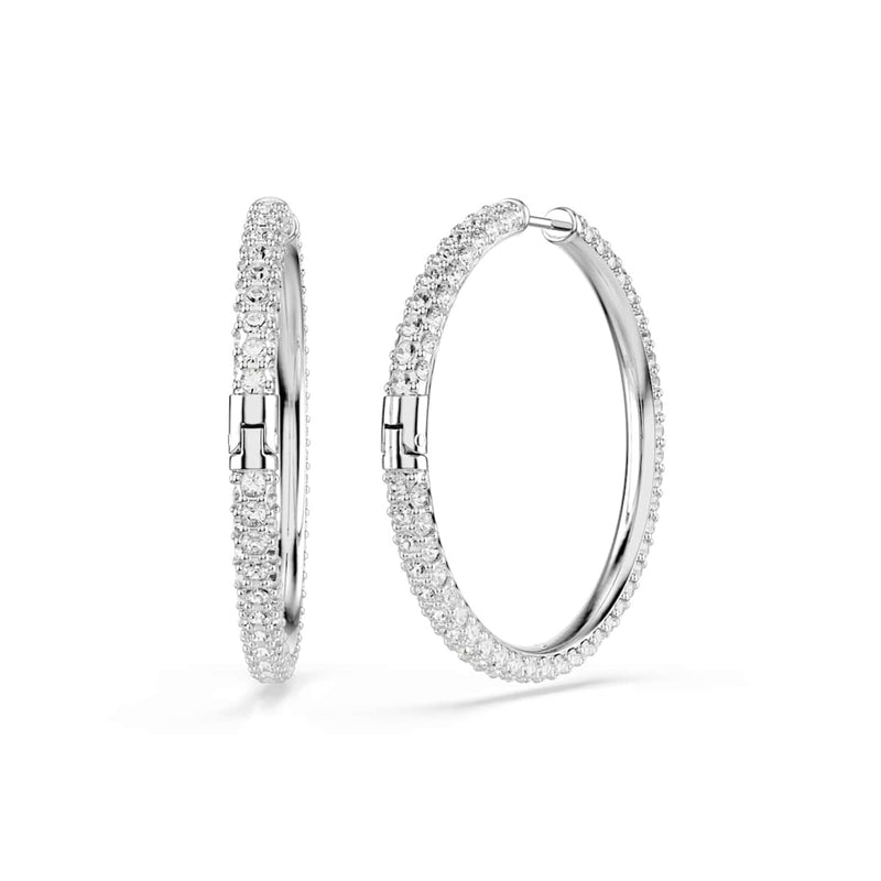 Swarovski Dextera Round Silver-Tone Hoop Earrings 5754156-zoom-