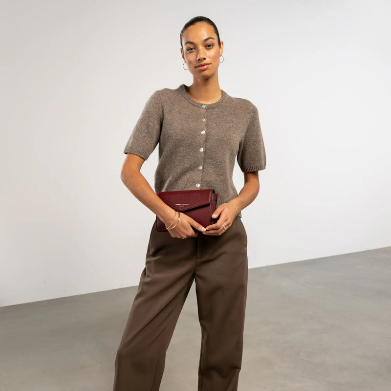 Isabel Bernard Honoré Lina Bordeaux Red Clutch With Detachable Shoulder Chain IB21135-052-zoom-