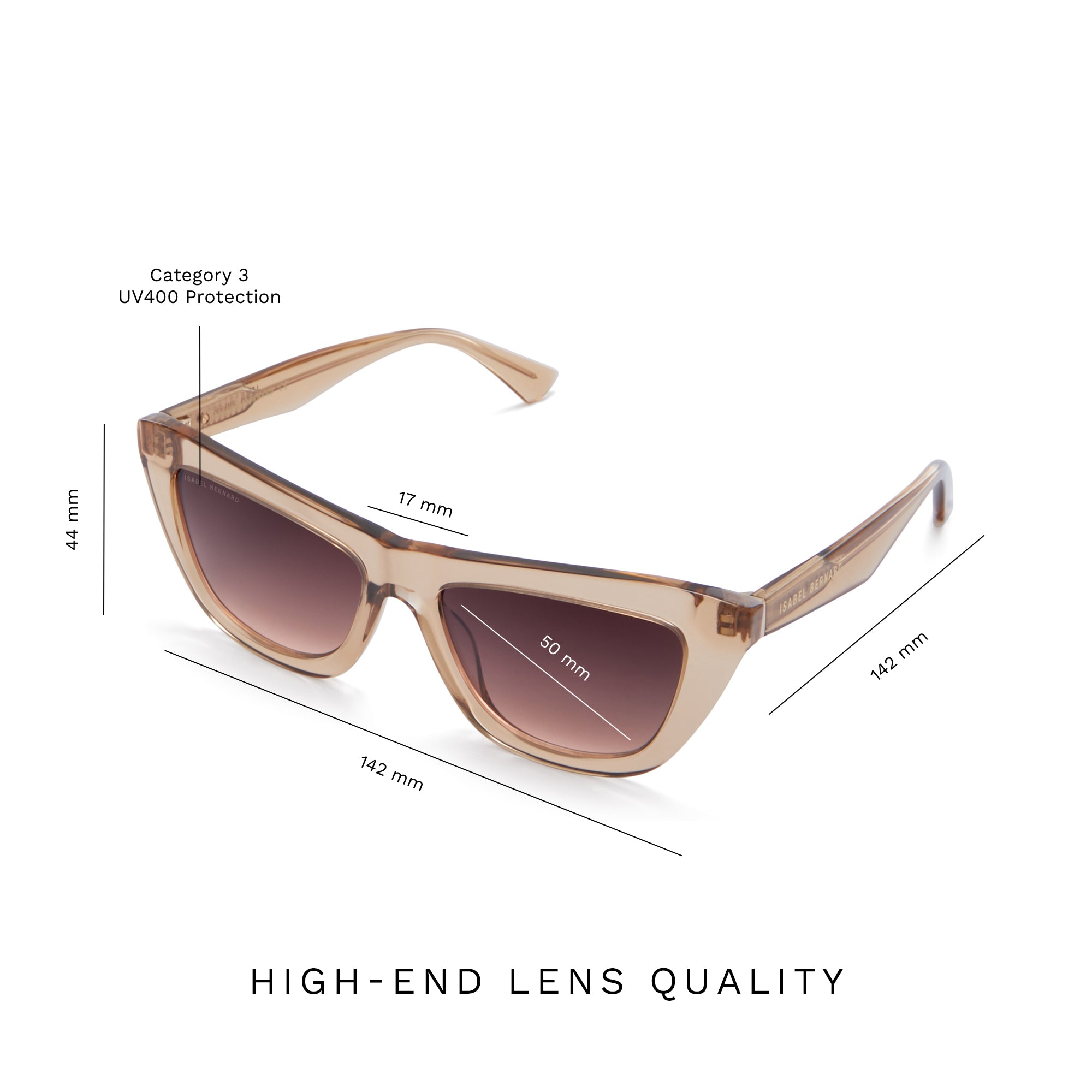 Isabel Bernard La Villette Roselin Transparant Beige Cat Eye Zonnebril IB400006-02-14