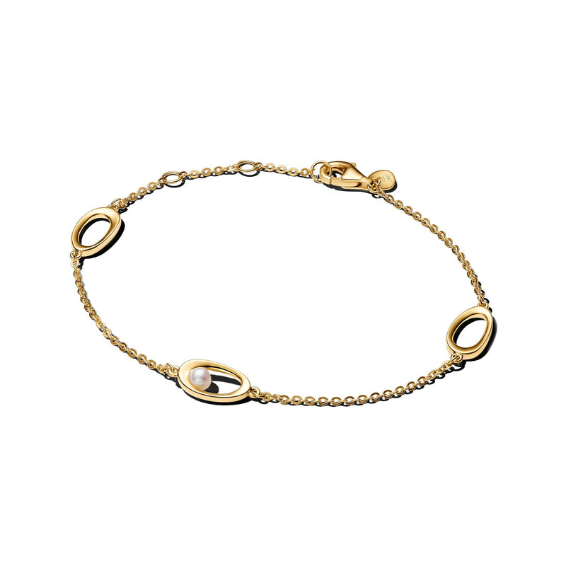 Pandora Essence Gold Plated Organically Shaped Oval & Treated Freshwater Cultured Pearl Bracelet 564677C01-zoom-