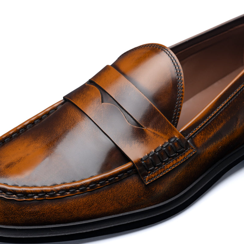 Isabel Bernard Vendôme Blandine cognac spazzolato leather loafers IB51015-636-35-zoom-