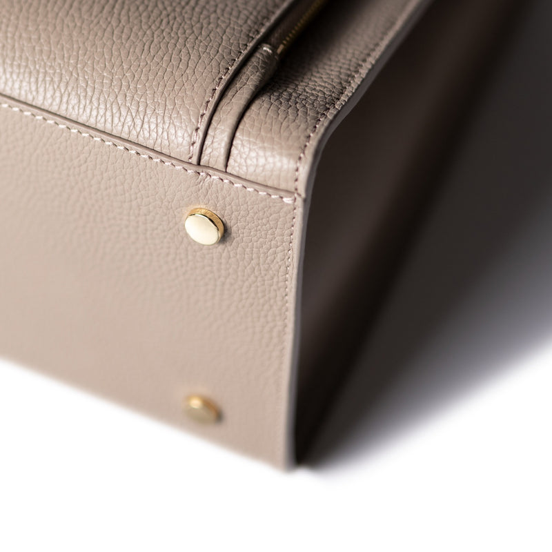 Isabel Bernard Honoré Nadine Taupe Leather Handbag made of Calfskin IB25038-zoom-
