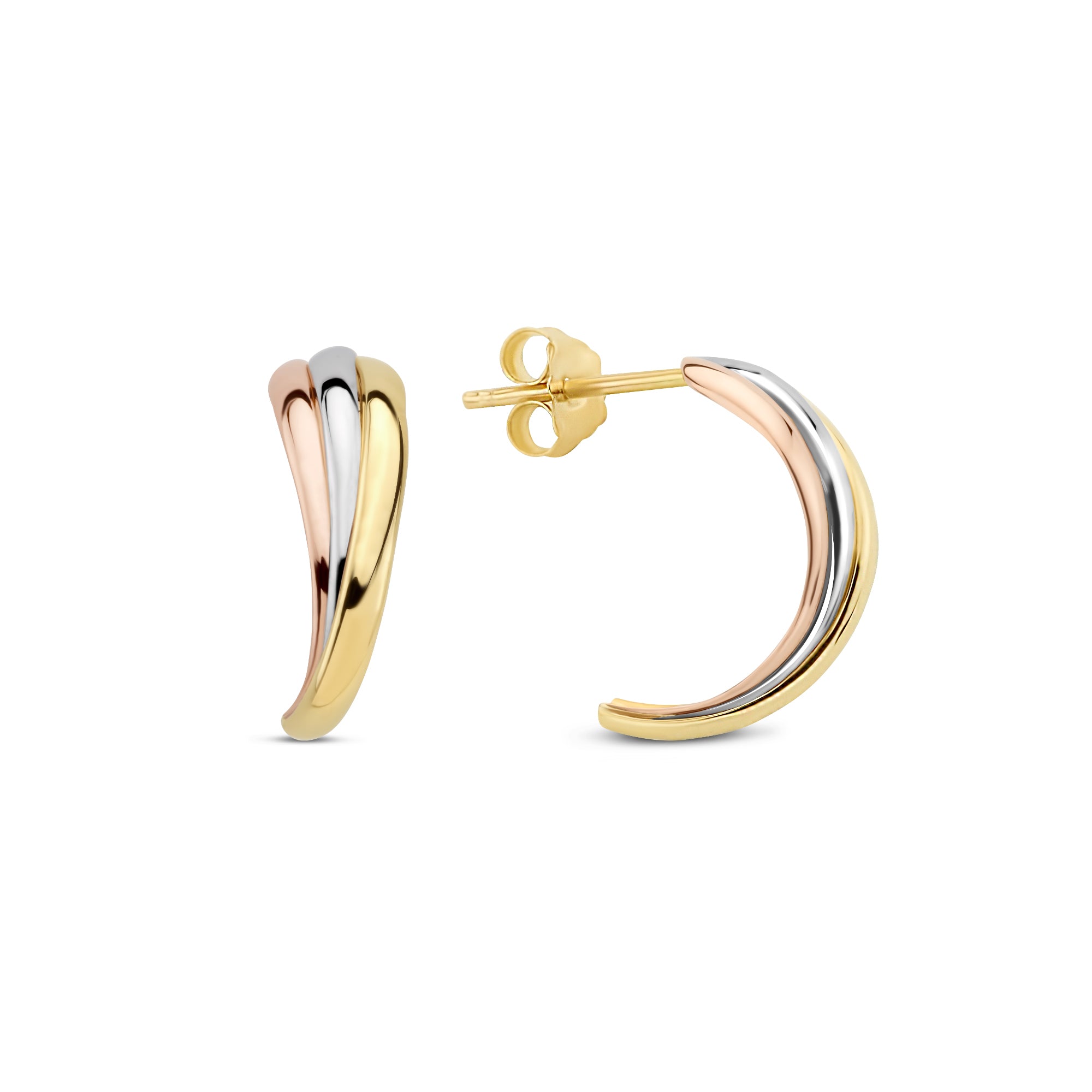 Isabel Bernard Tricolore Maeva 14 Karaat Gouden Oorknoppen Met Drie Kleuren Goud IB360097