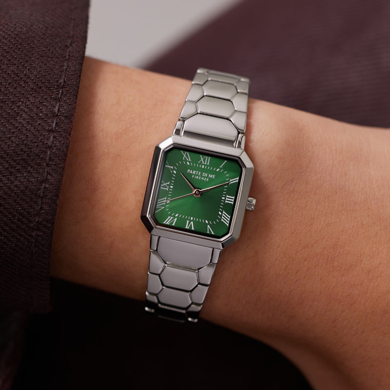 Parte di Me Orologio square ladies watch silver coloured and green PDM09029-zoom-