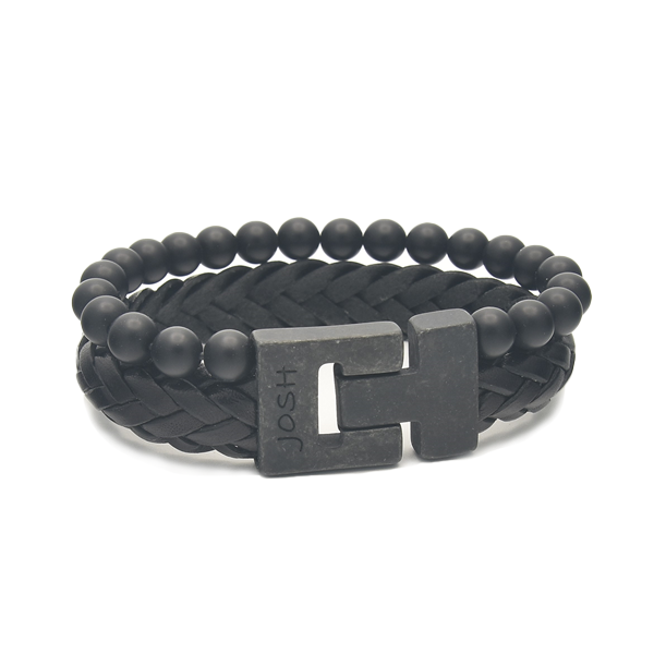 Josh Black Natural Stone Bracelet 25024VB/BLON/LME