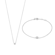 Isabel Bernard Cadeau d'Isabel 14 Carat Whitegold Necklace and Bracelet giftset IB90030