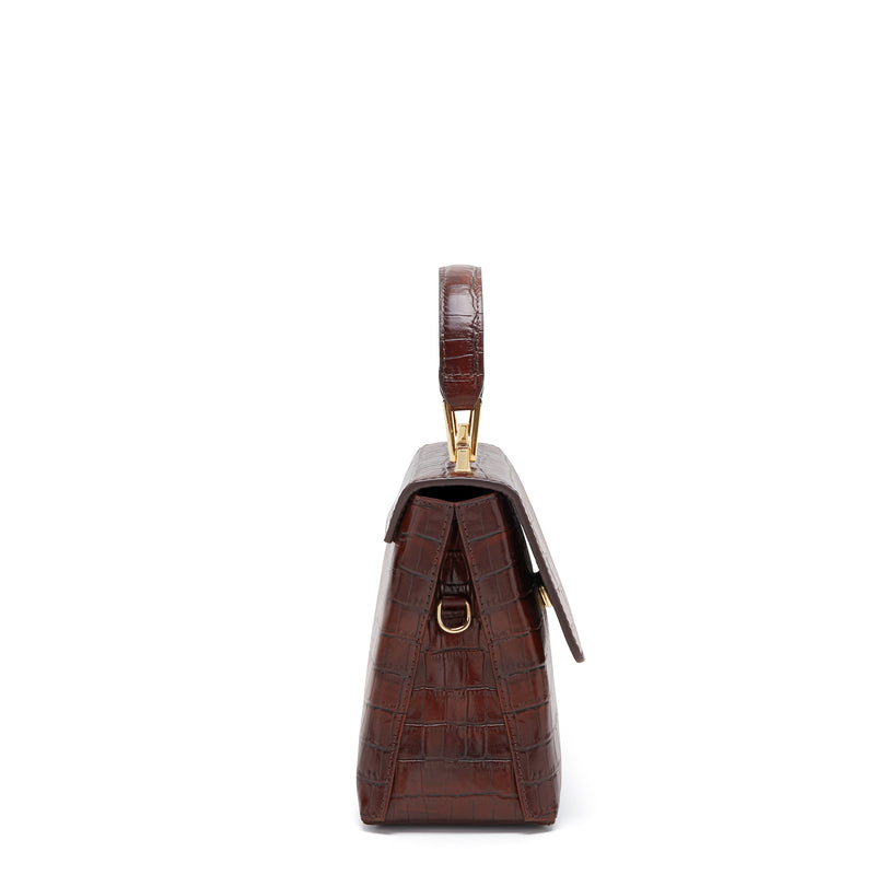 Isabel Bernard Femme Forte Heline Croco Brown Handbag IB21013-zoom-