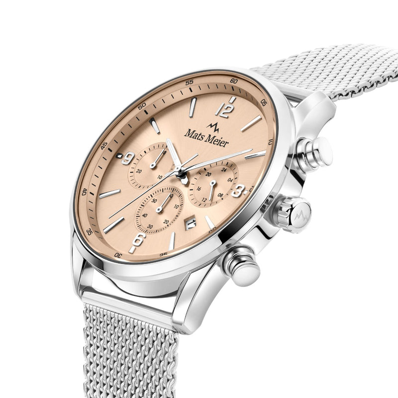 Mats Meier Grand Cornier Chronograph Men's Watch Silver Colored with Taupe MM00134-zoom-