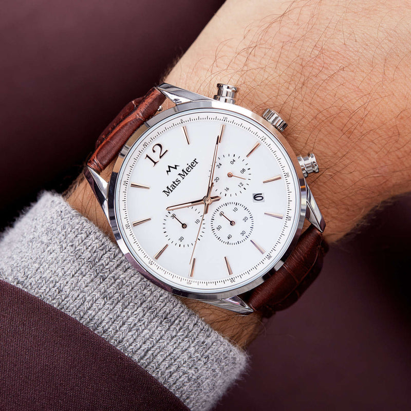 Mats Meier Grand Cornier Chrono White/Brown Watch MM00105-zoom-