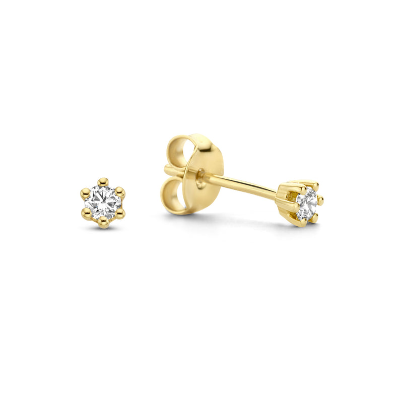 Isabel Bernard De la Paix Emily 14 Carat Golden Ear Studs | diamond 0.10 ct | IBD360007-zoom-