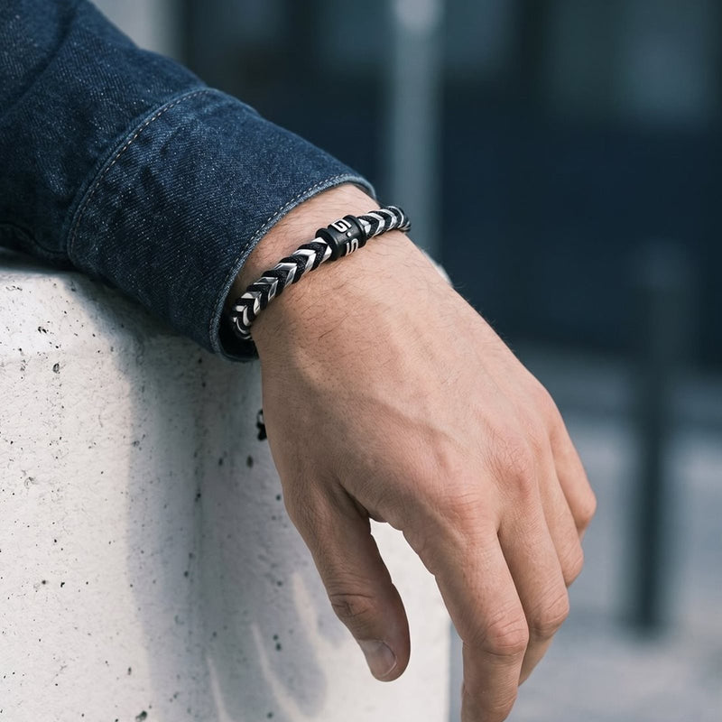 G-STAR DualShield Silver and Black Bracelet GSJ.108.01-zoom-