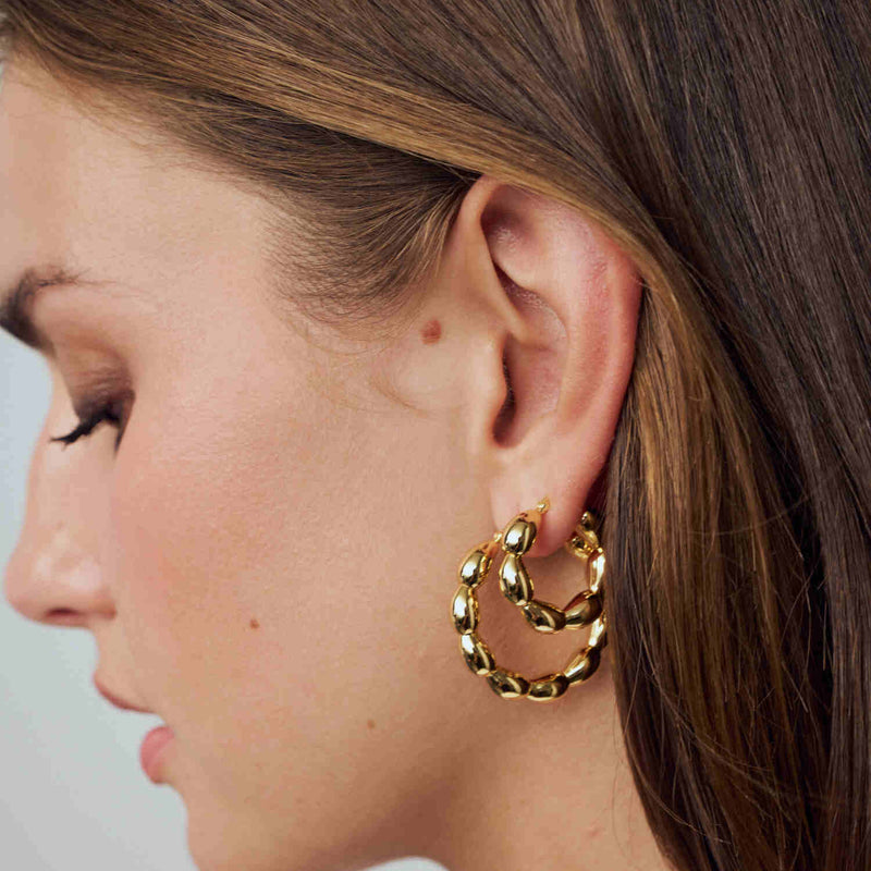Sif Jakobs Gold Plated Goccia Cerchietto Medio Earrings SJ-E2597-YG-zoom-