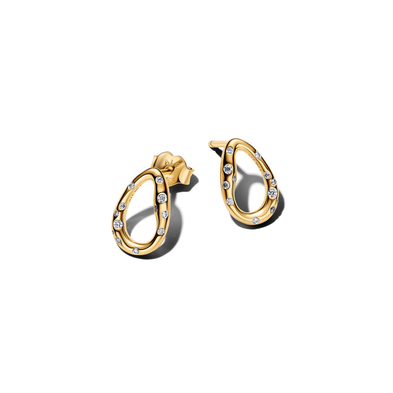 Pandora Essence Gold Plated Organically Shaped Stone-Set Oval Stud Earrings 264659C01-zoom-