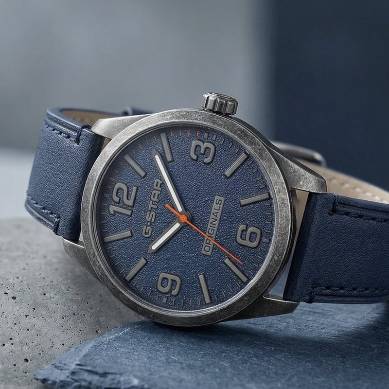 G-STAR Originals Blue Leather Men's Watch GSW.503.04-zoom-