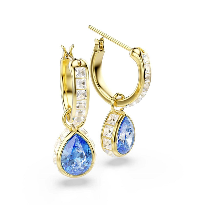 Swarovski Chroma Gold-Tone Hoop Earrings with Blue Crystals 5757815-zoom-