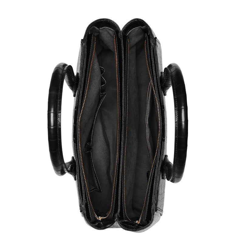 Isabel Bernard Honoré Cloè Black Croco Handbag IB25007-zoom-
