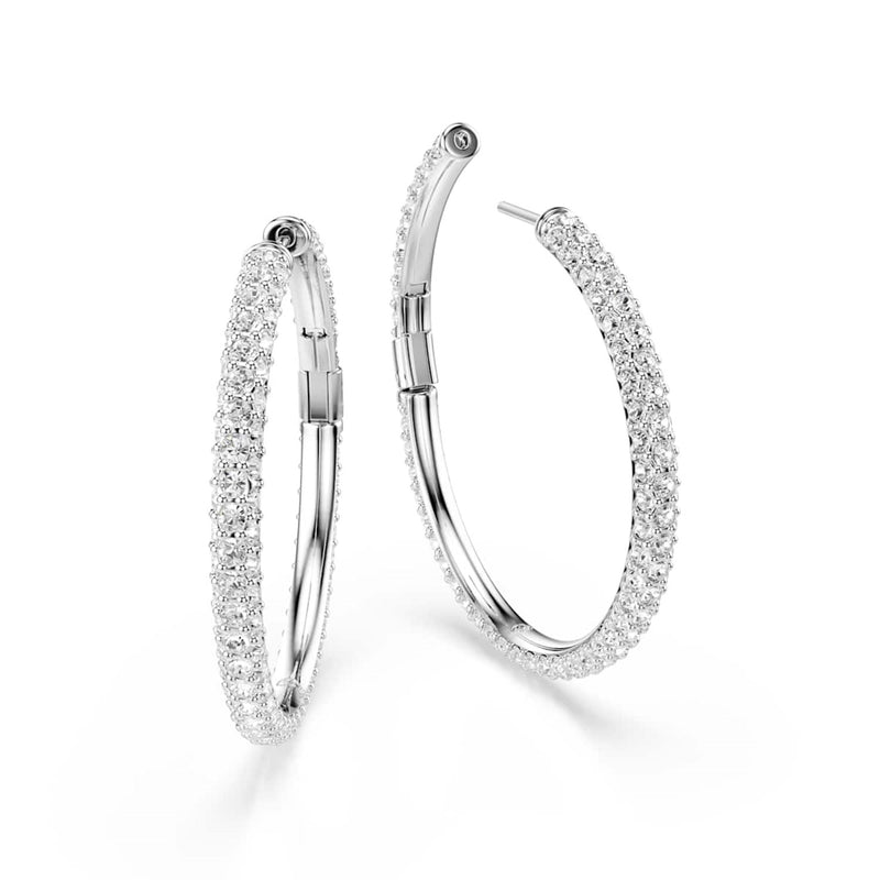 Swarovski Dextera Round Silver-Tone Hoop Earrings 5754156-zoom-