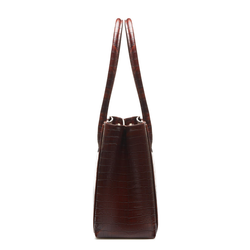Isabel Bernard Honoré Cloè Croco Brown Handbag IB25006-zoom-