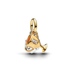 Pandora Moments Gold Plated Enamel Cubic Zirconia Engravable Trophy Double Dangle Charm 764715C01