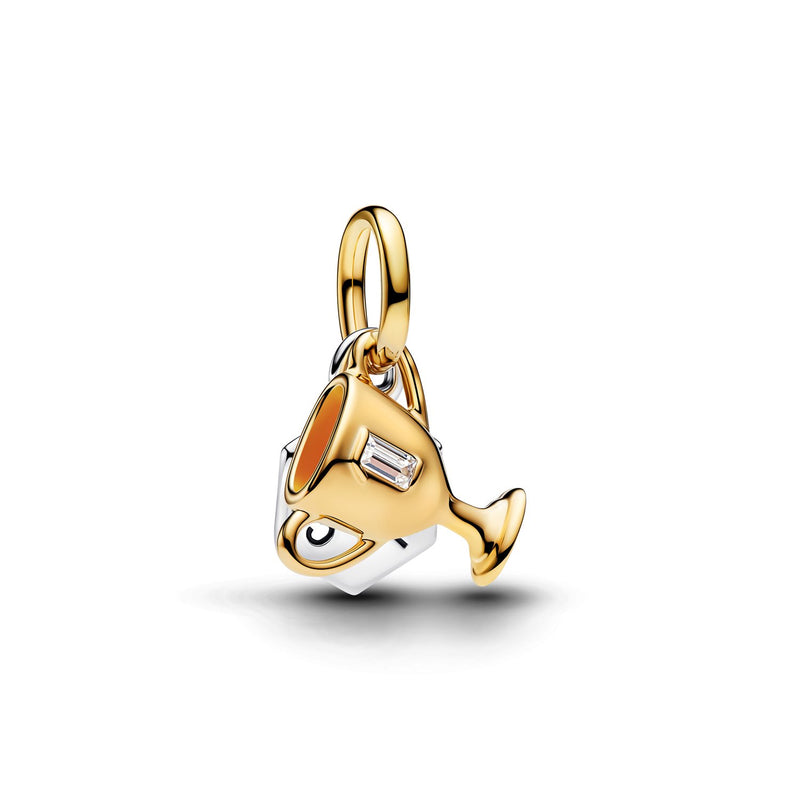 Pandora Moments Gold Plated Enamel Cubic Zirconia Engravable Trophy Double Dangle Charm 764715C01-zoom-