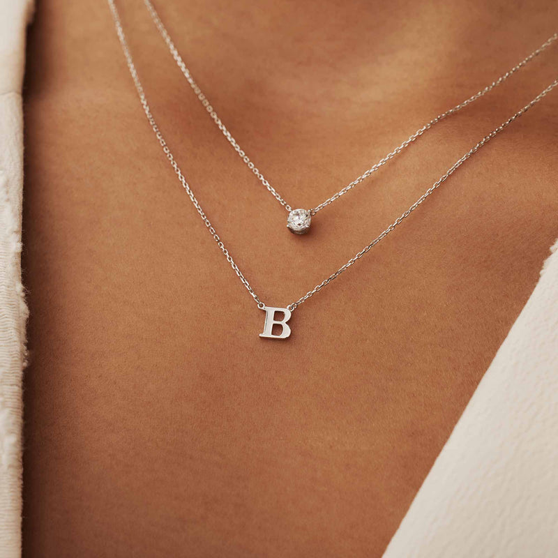 Isabel Bernard Saint Germain Chloé 14 Carat Whitegold Initial Necklace IB340061-A-zoom-