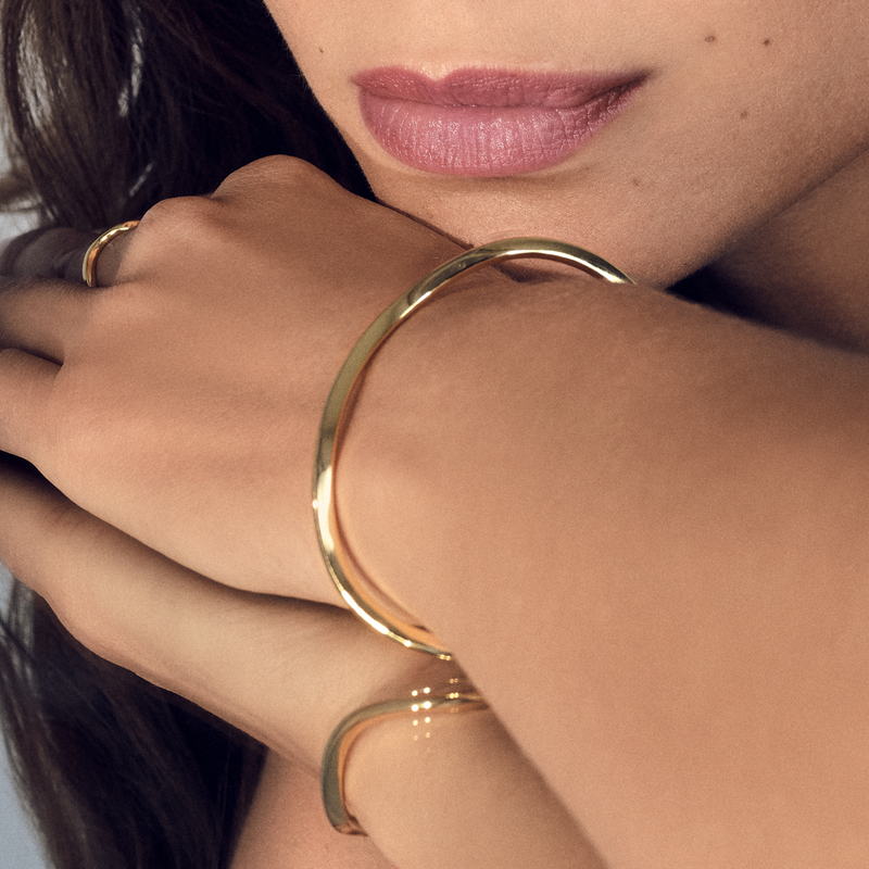 Sif Jakobs Ellera Waves Pianura Bangle Gold Plated Bracelet SJ-BG3879-YG-zoom-